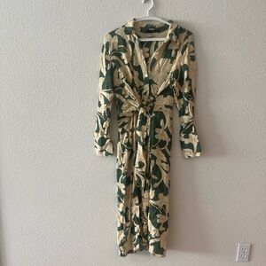 Mango Green and Cream Floral Maxi Dress